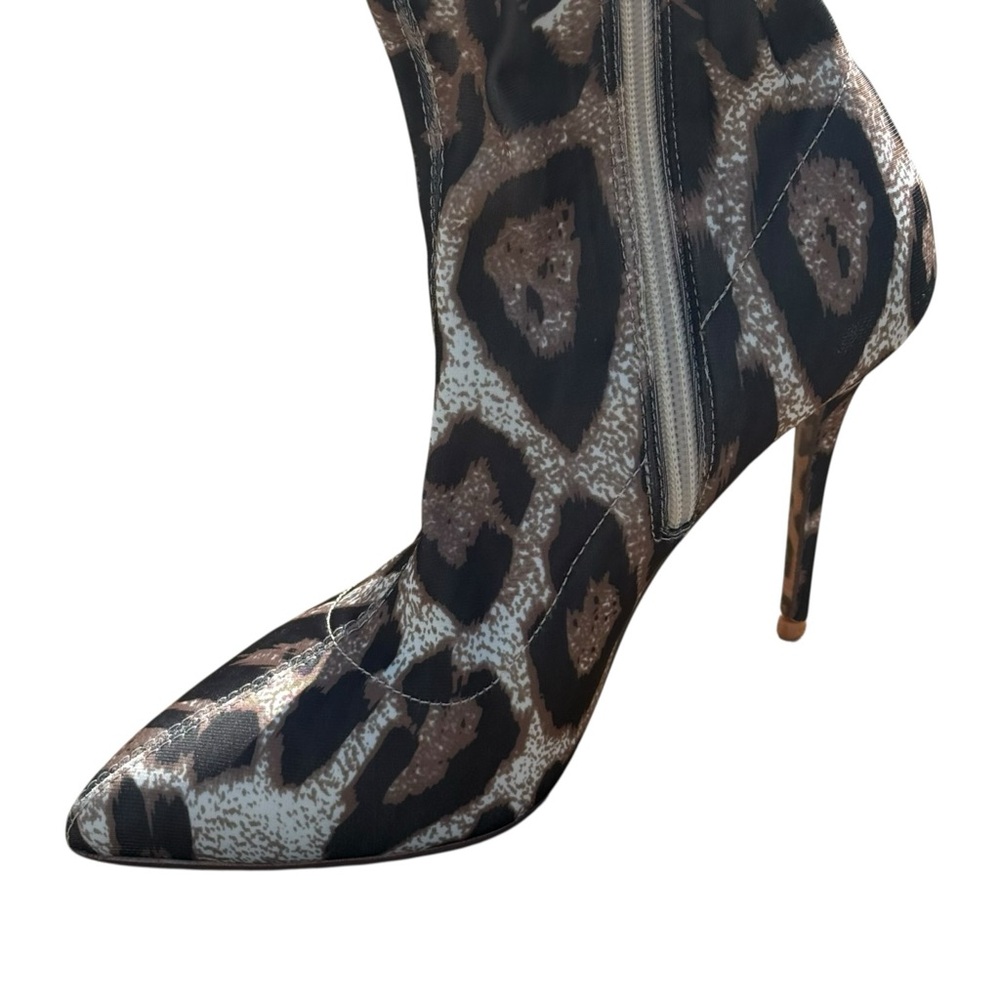 NEWBELLA Stretch Leopard Print Over-the-Knee Pointed Toe Stiletto Boots Size 6 - Picture 9 of 15